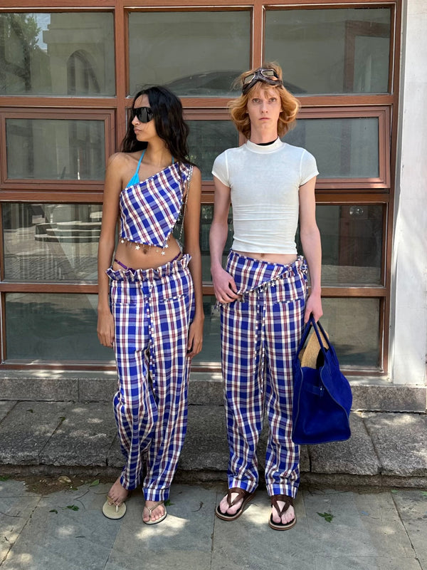 XaLWORCLO _ HANDMADE PLAID TWO-PIECE HOLIDAY SET