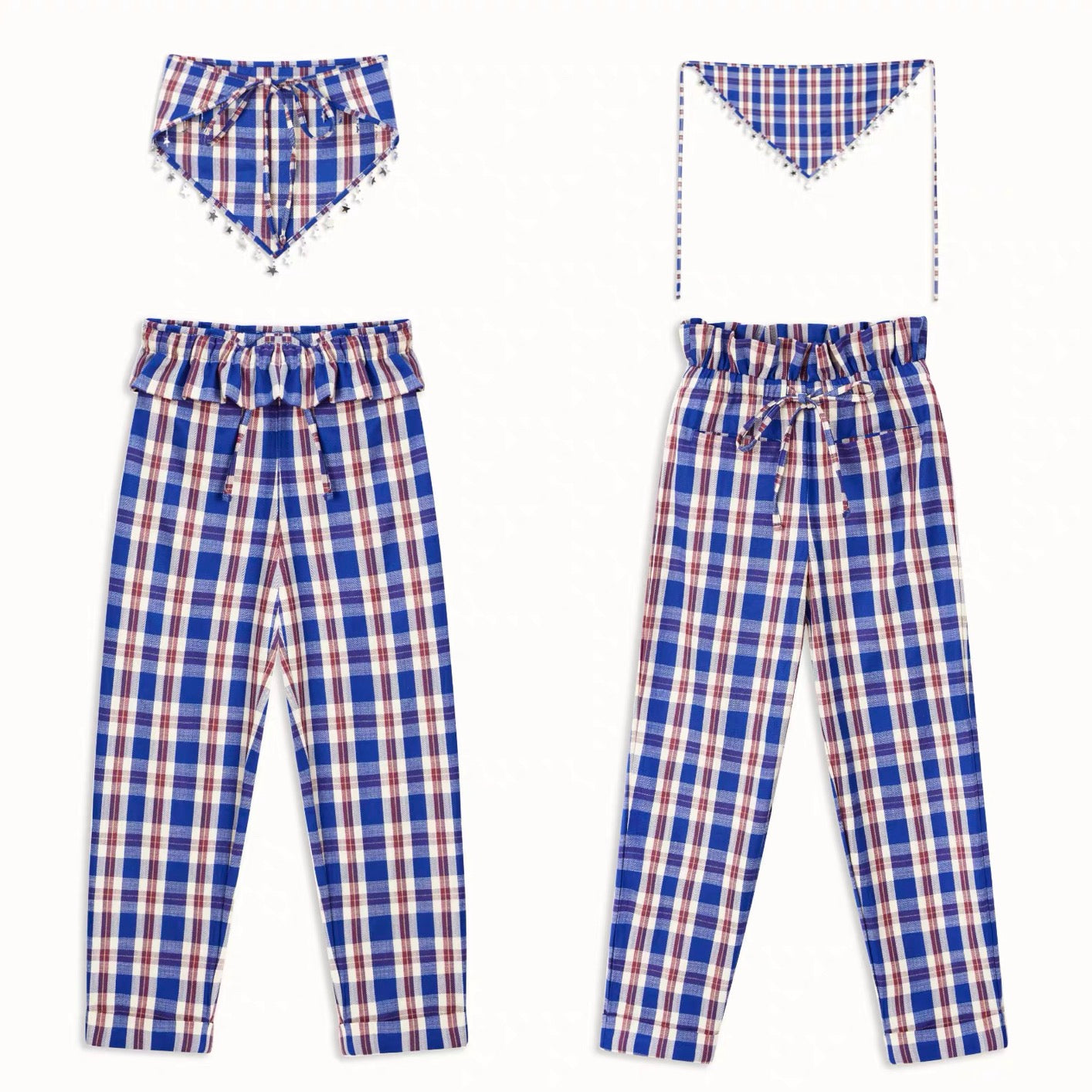 XaLWORCLO _ HANDMADE PLAID TWO-PIECE HOLIDAY SET