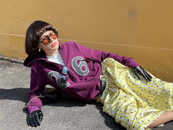 XaLWORCLO _ ASYMMETRIC ZIP HAND-DISTRESSED SEQUIN HOODIE