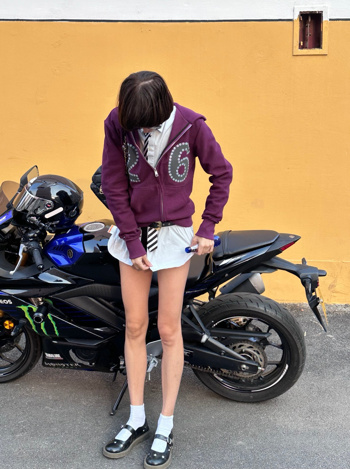 XaLWORCLO _ ASYMMETRIC ZIP HAND-DISTRESSED SEQUIN HOODIE