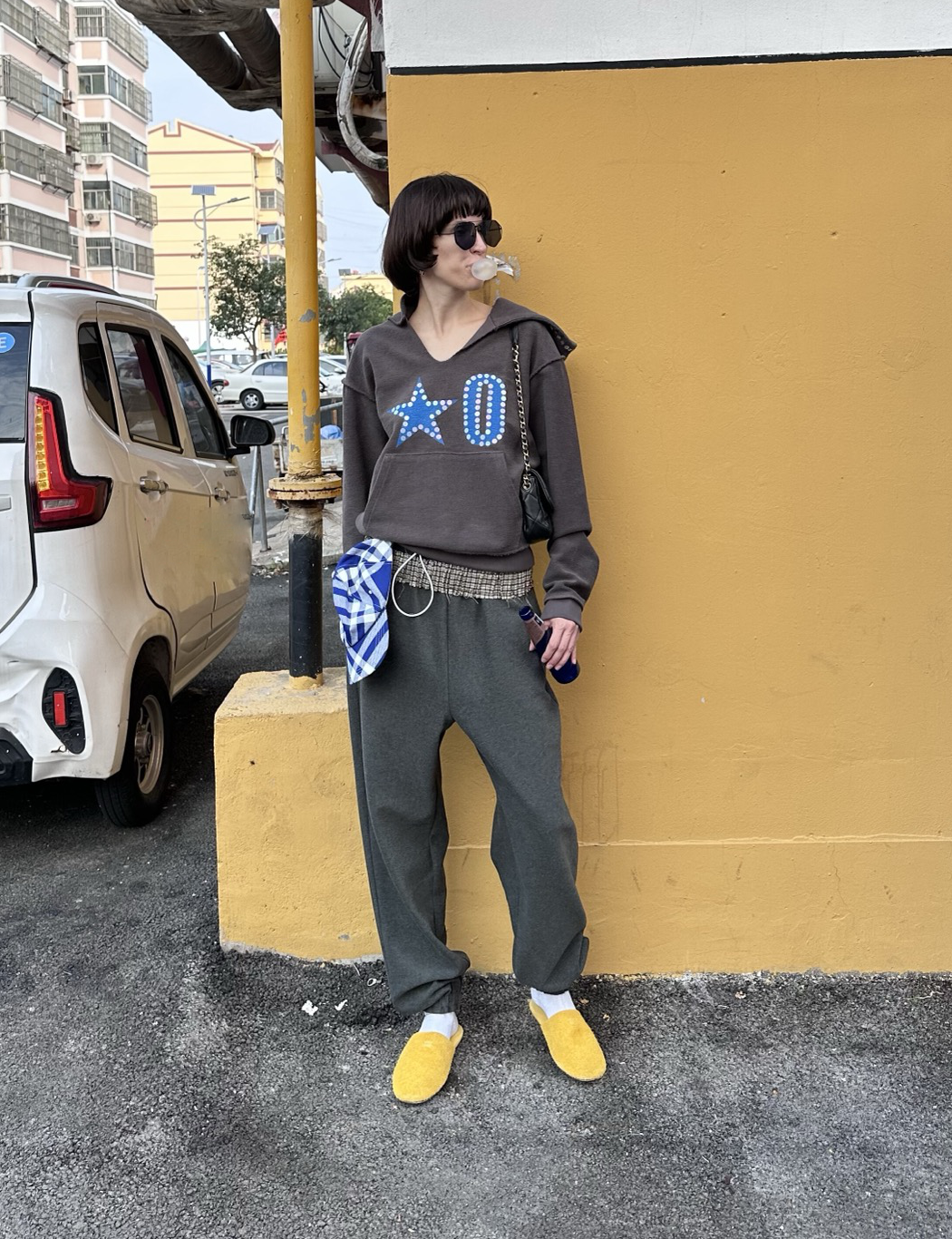 XaLWORCLO _ No.0 PRINT HAND-DISTRESSED SEQUIN RAW-EDGE HOODIE