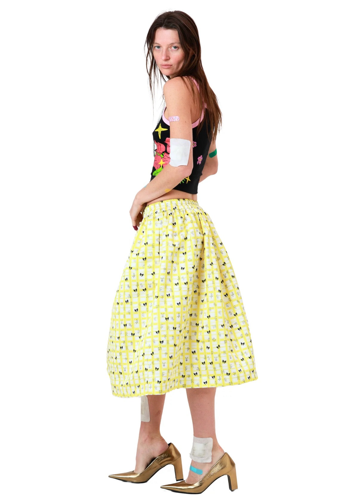 XaLWORCLO _ GOOD FORTUNE 888 MONEY MIDI SKIRT