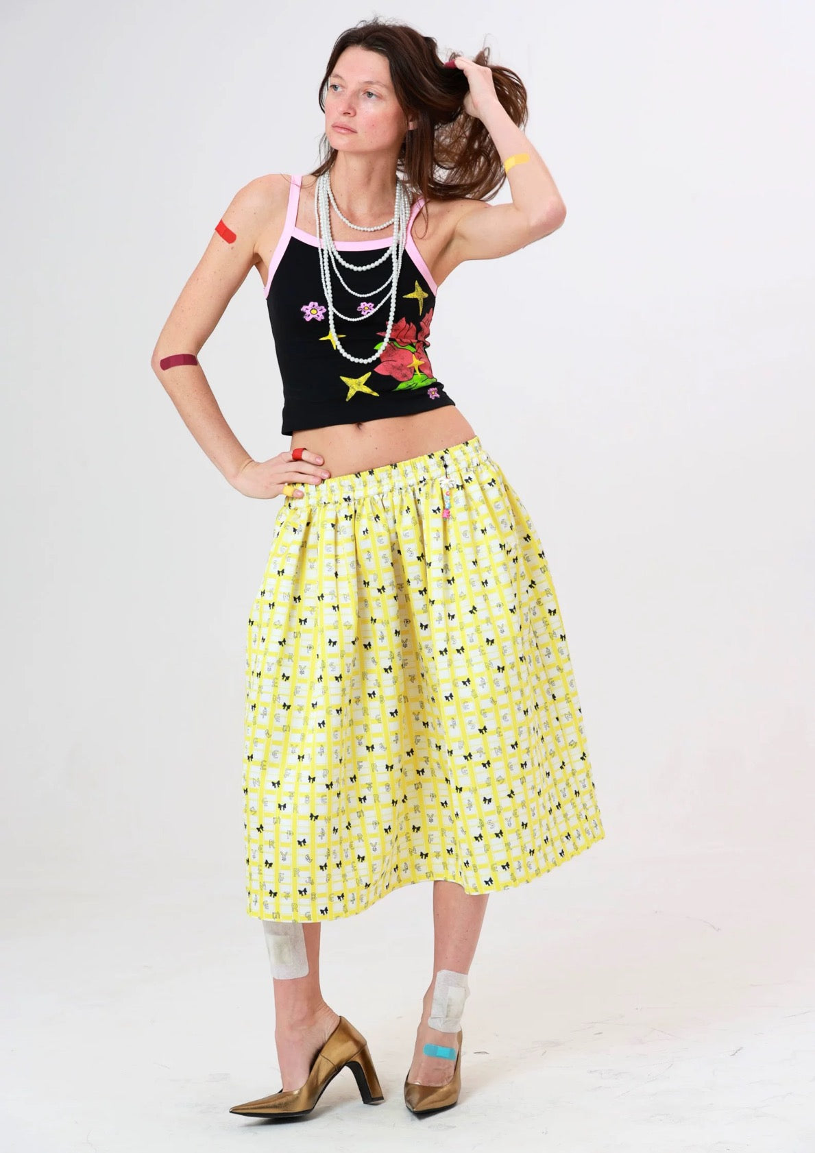 XaLWORCLO _ GOOD FORTUNE 888 MONEY MIDI SKIRT