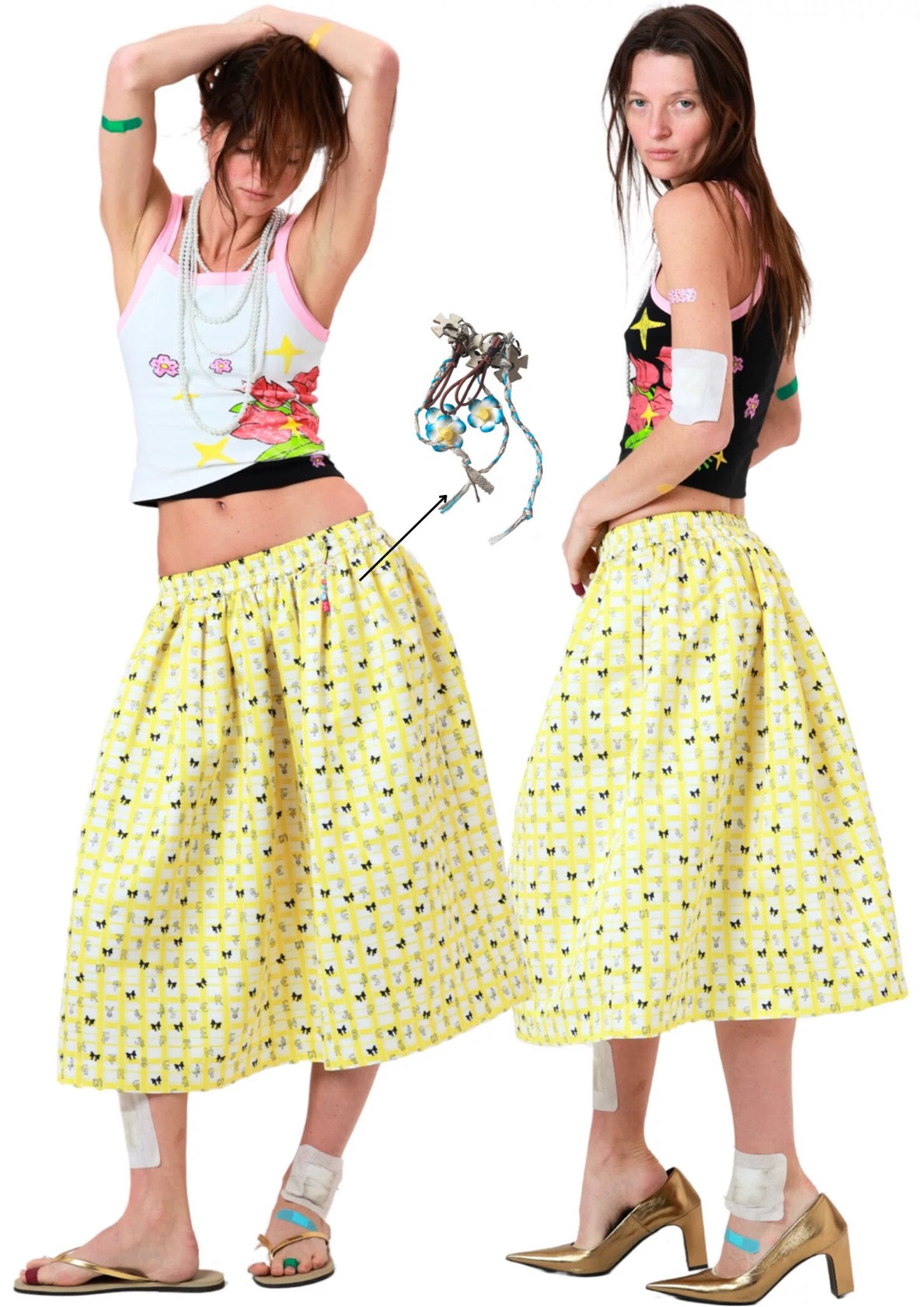 XaLWORCLO _ GOOD FORTUNE 888 MONEY MIDI SKIRT