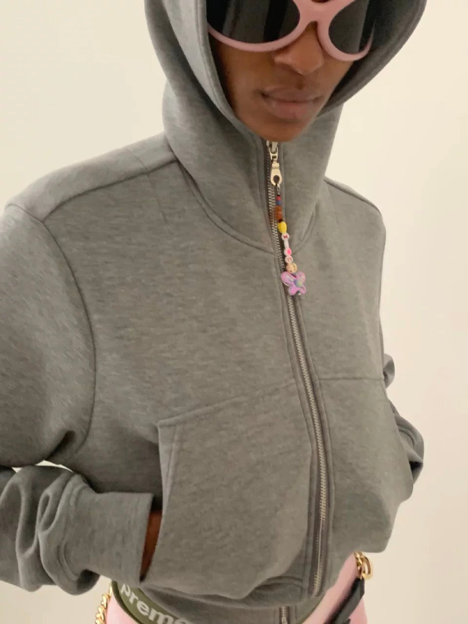 XaLWORCLO _ CROPPED FLEECE-LINED AIRY ZIP-UP HOODIE