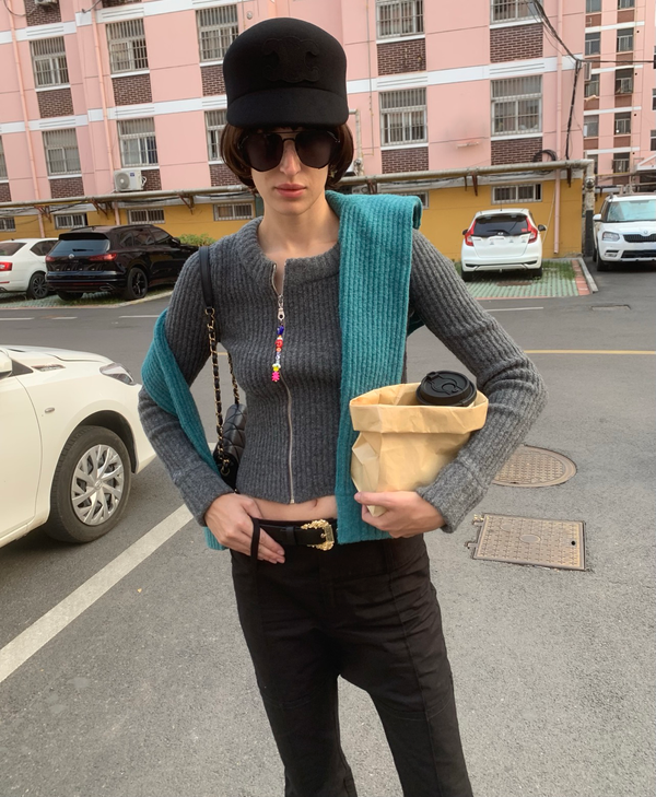 XaLWORCLO _ SLIM-FIT ASYMMETRIC ZIP KNIT SWEATER