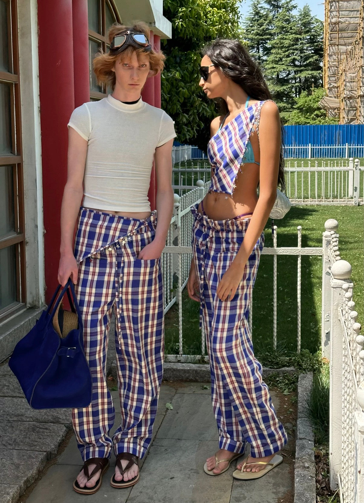 XaLWORCLO _ HANDMADE PLAID TWO-PIECE HOLIDAY SET