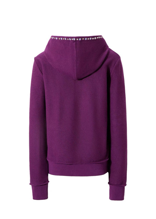 XaLWORCLO _ ASYMMETRIC ZIP HAND-DISTRESSED SEQUIN HOODIE