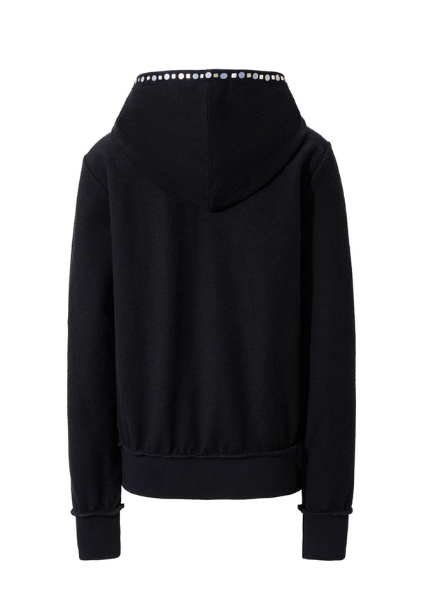 XaLWORCLO _ ASYMMETRIC ZIP HAND-DISTRESSED SEQUIN HOODIE