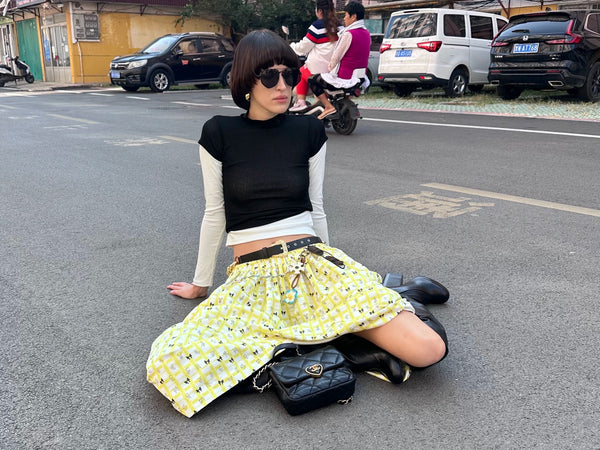 XaLWORCLO _ GOOD FORTUNE 888 MONEY MIDI SKIRT