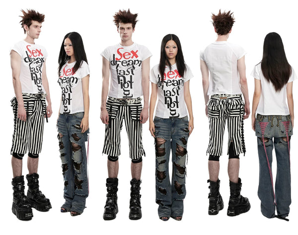 Fruitanari _ S*X DREAM LAST NIGHT DECONSTRUCTED SLOGAN TEE