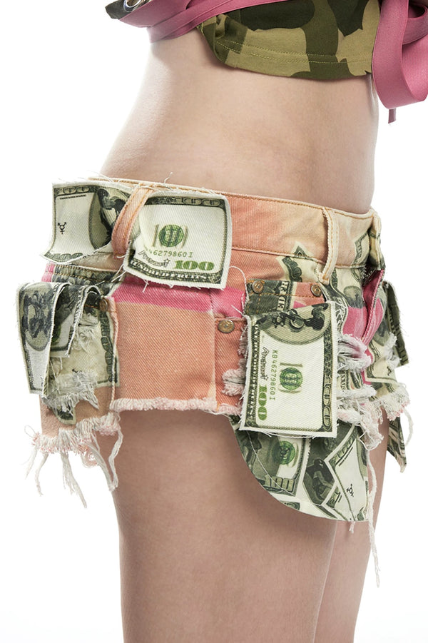 Fruitanari _ CA$H ME LOW WAIST MINI SHORTS