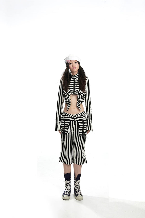 Fruitanari _ STRIP ME TERRYCLOTH CAPRI PANTS