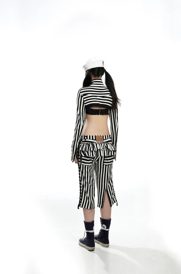 Fruitanari _ STRIP ME TERRYCLOTH CAPRI PANTS