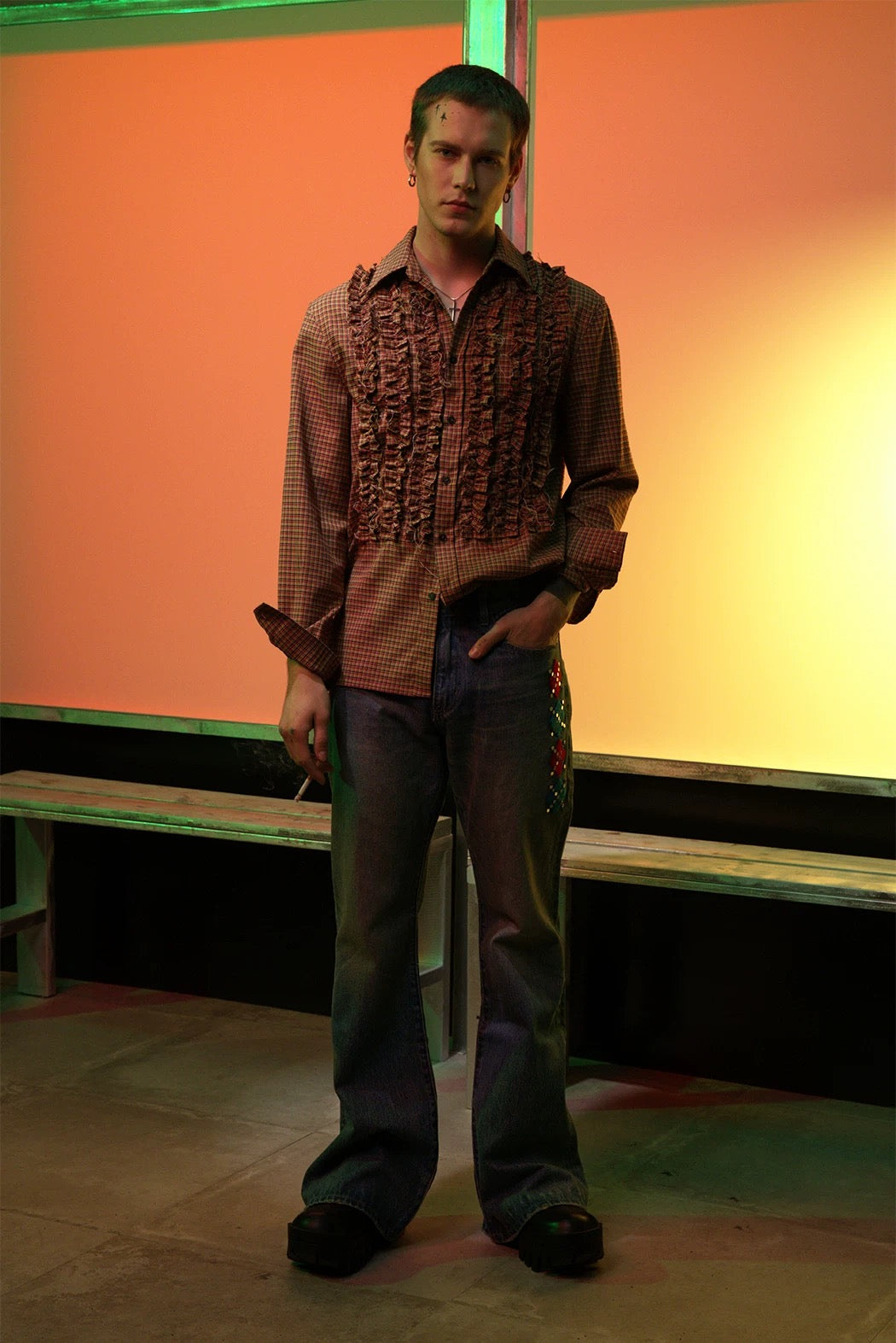 4Tra _ REFINED COURT HOUNDSTOOTH SHIRT