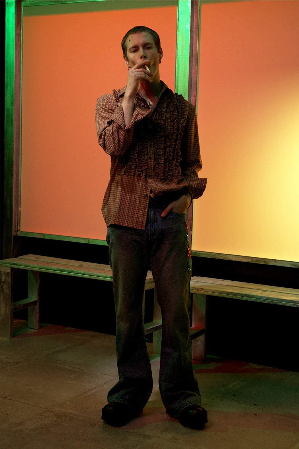 4Tra _ REFINED COURT HOUNDSTOOTH SHIRT