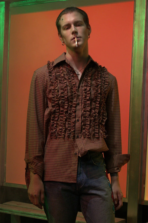 4Tra _ REFINED COURT HOUNDSTOOTH SHIRT