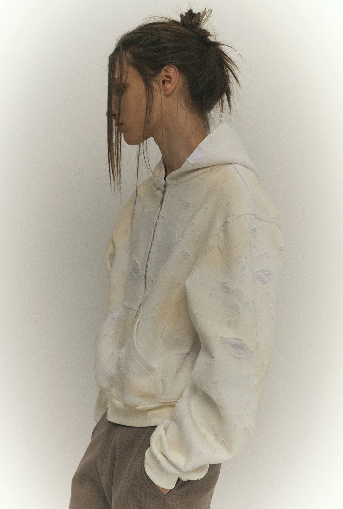 4Tra _ SMOKE BURNT ZIP-UP HOODLE