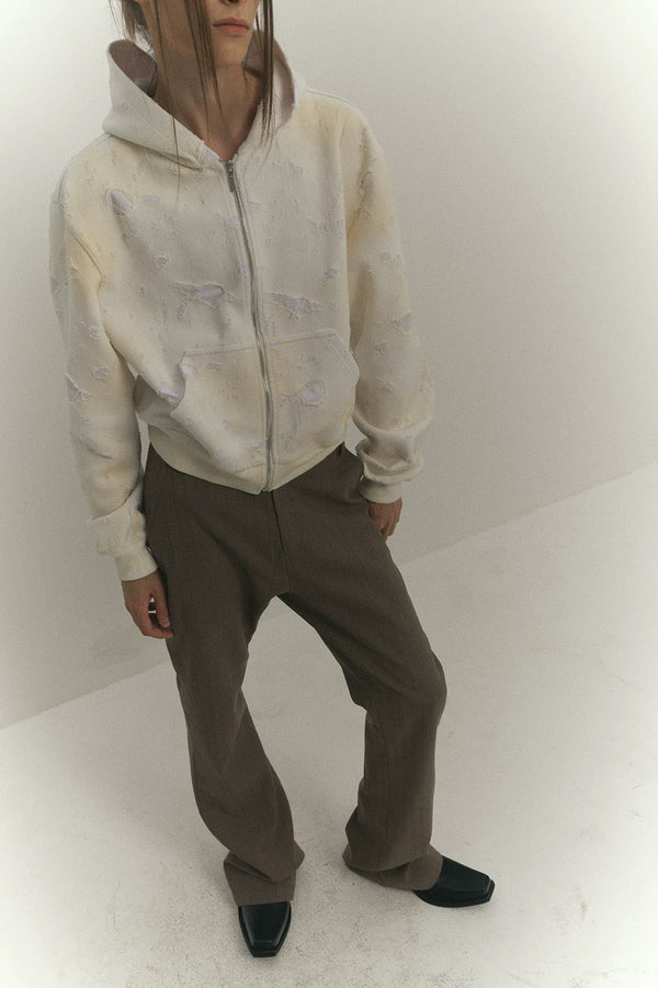 4Tra _ SMOKE BURNT ZIP-UP HOODLE