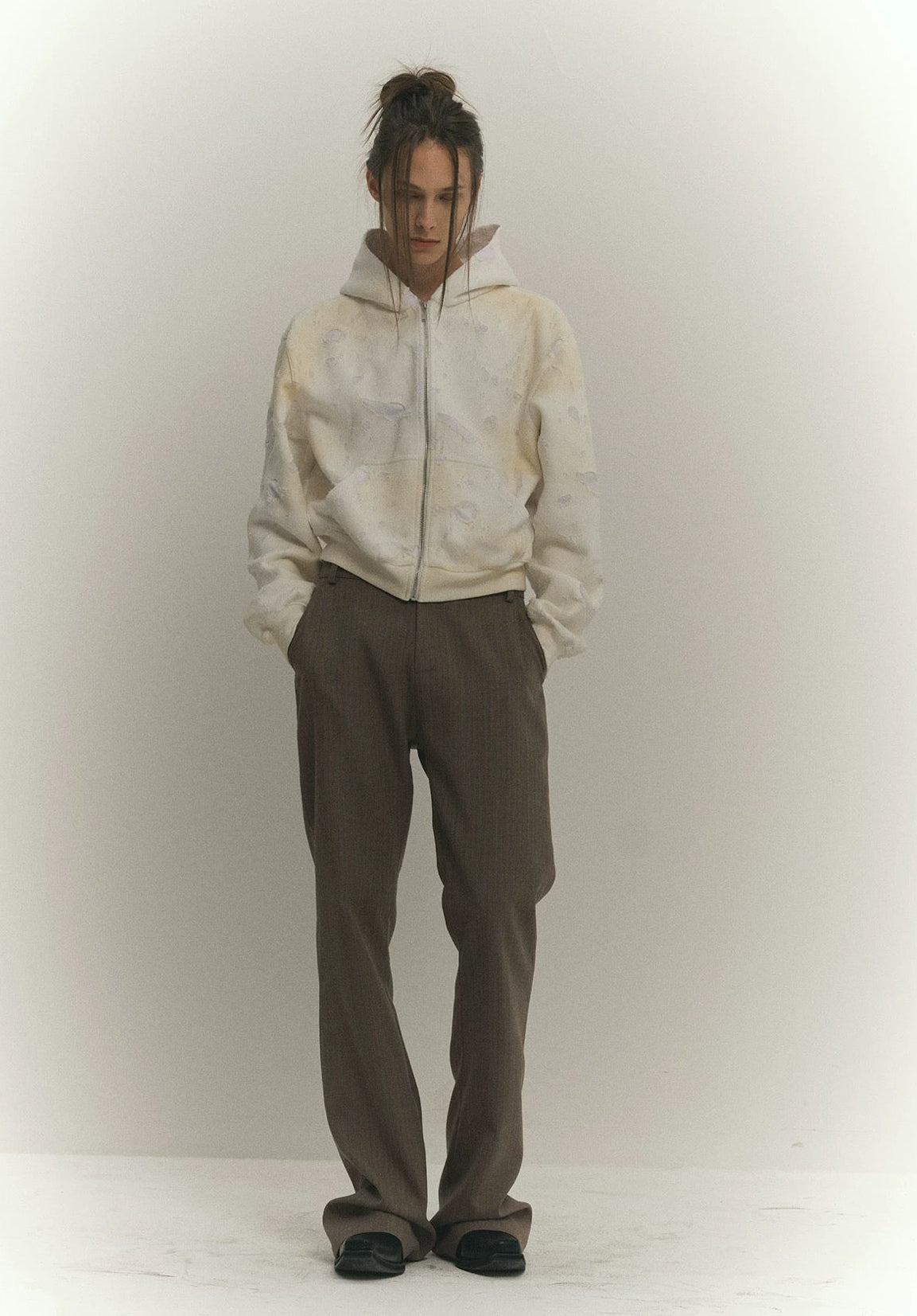 4Tra _ SMOKE BURNT ZIP-UP HOODLE