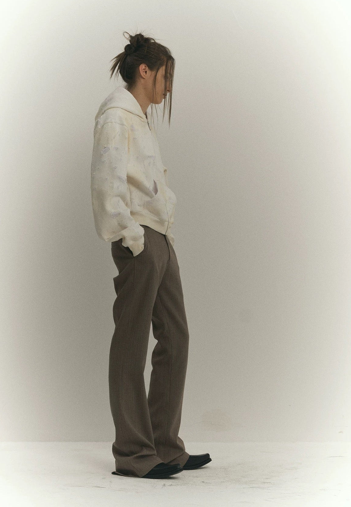 4Tra _ SMOKE BURNT ZIP-UP HOODLE