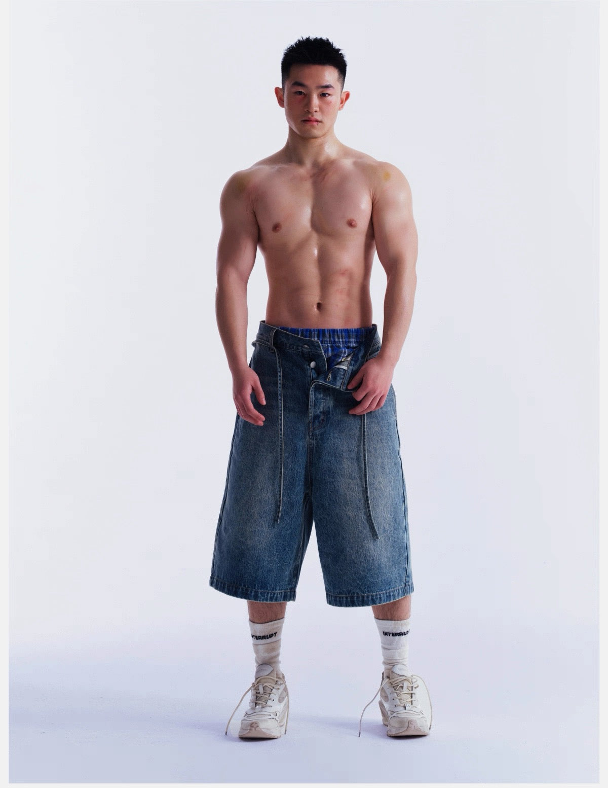 INTERRUPT _ FAKE BOXER DENIM SHORTS