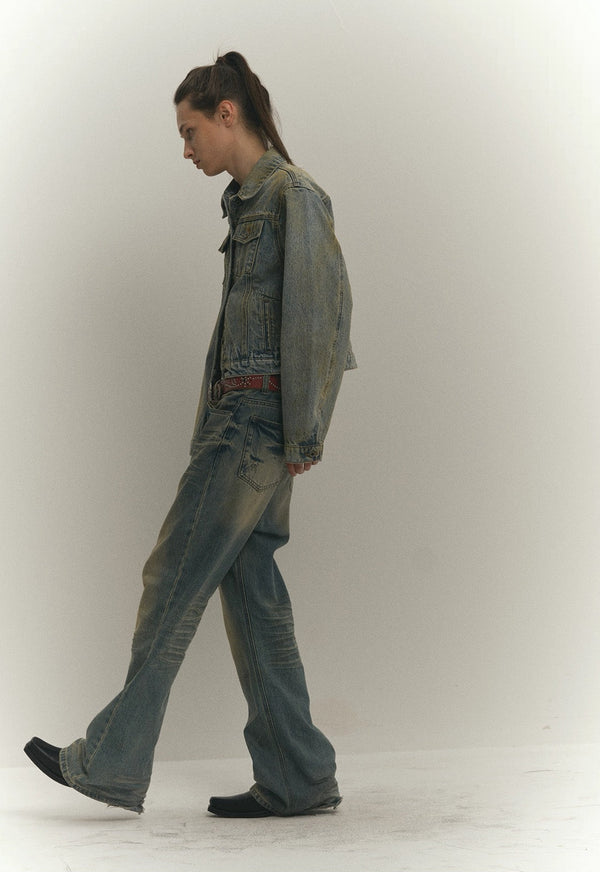 4Tra _ CURVED DIRTY DENIM JACKET