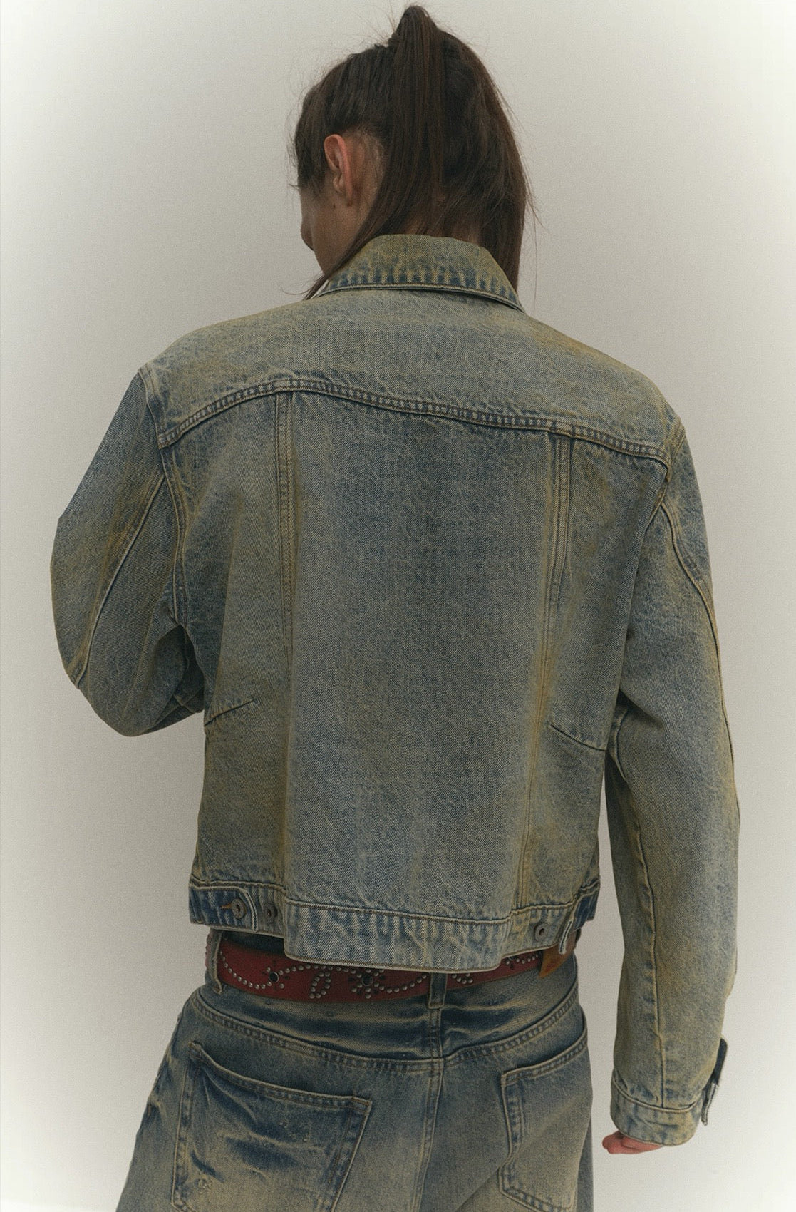 4Tra _ CURVED DIRTY DENIM JACKET
