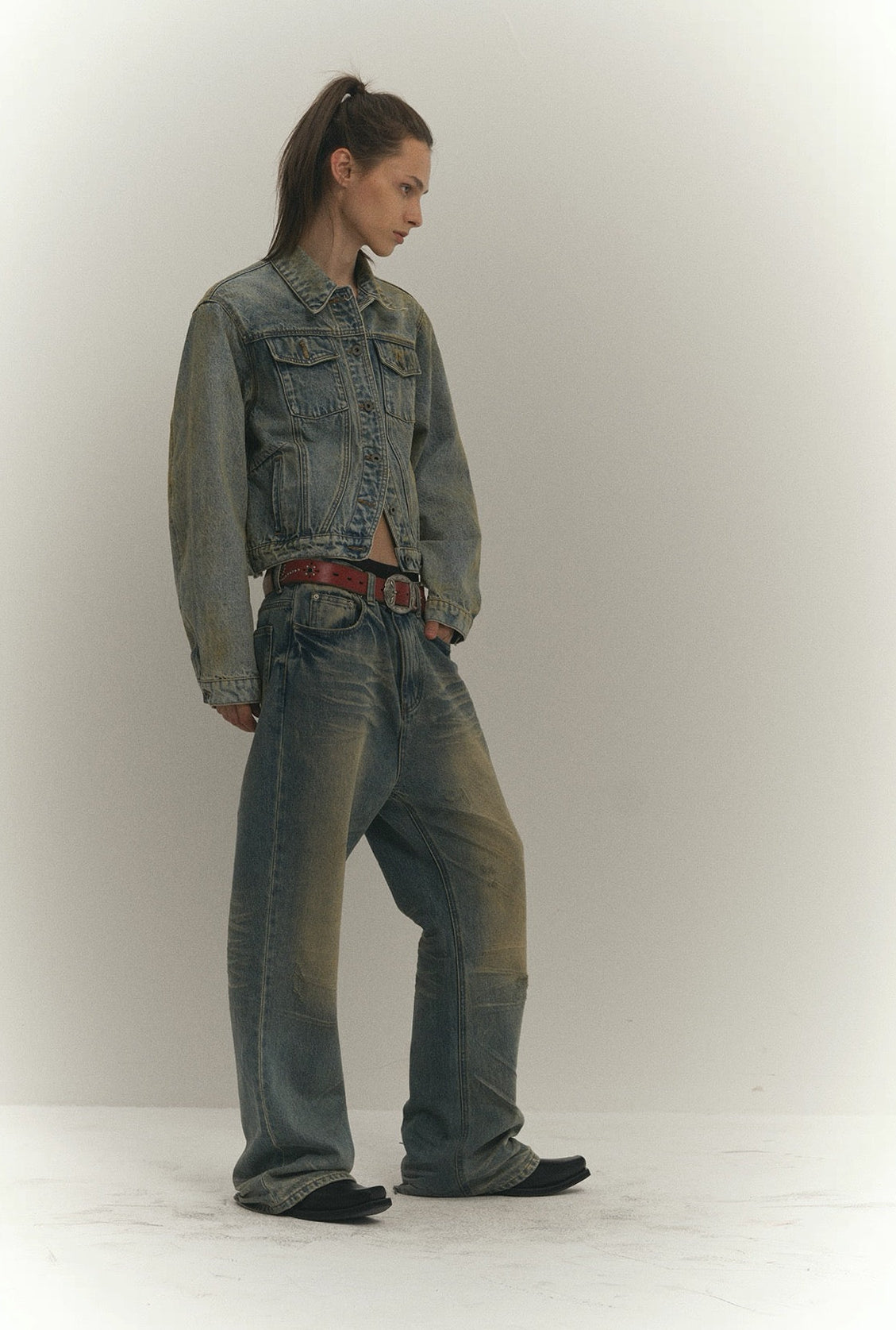 4Tra _ CURVED DIRTY DENIM JACKET