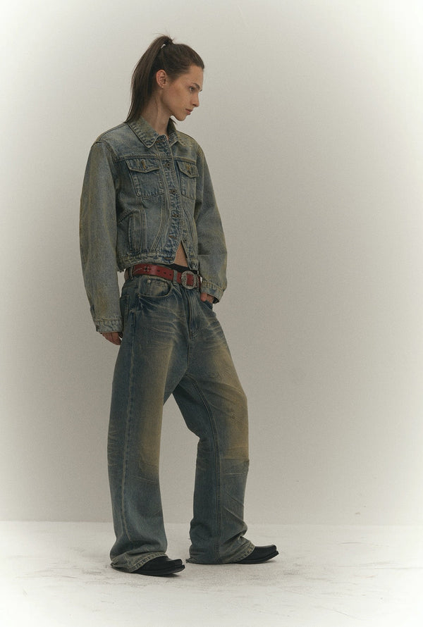 4Tra _ CURVED DIRTY DENIM JACKET