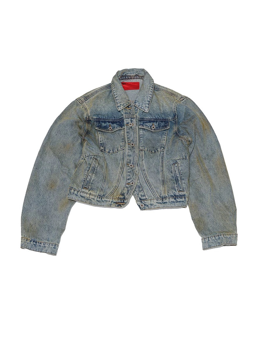 4Tra _ CURVED DIRTY DENIM JACKET