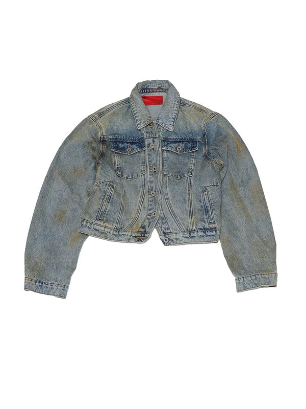 4Tra _ CURVED DIRTY DENIM JACKET