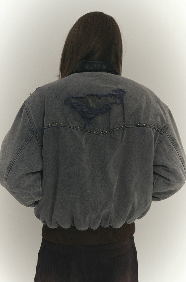 4Tra _ DISTRESSED WINTER BOMBER JACKET