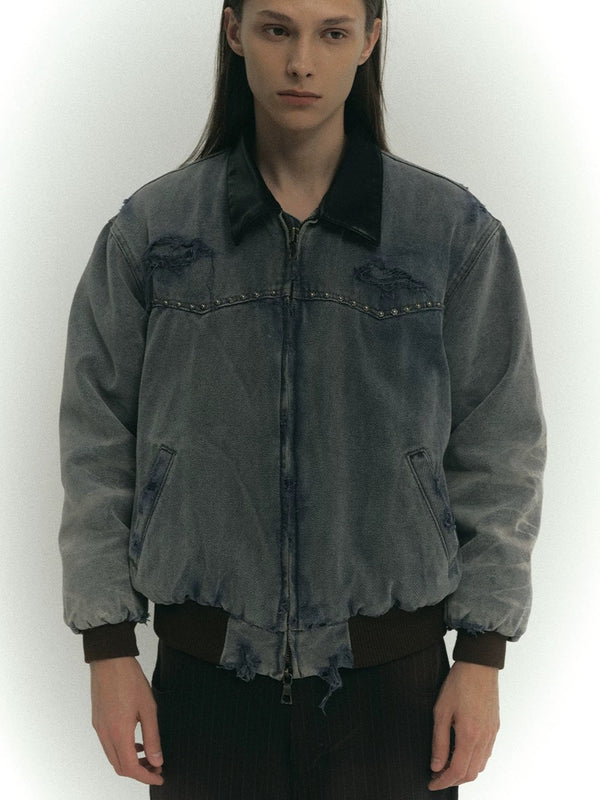 4Tra _ DISTRESSED WINTER BOMBER JACKET