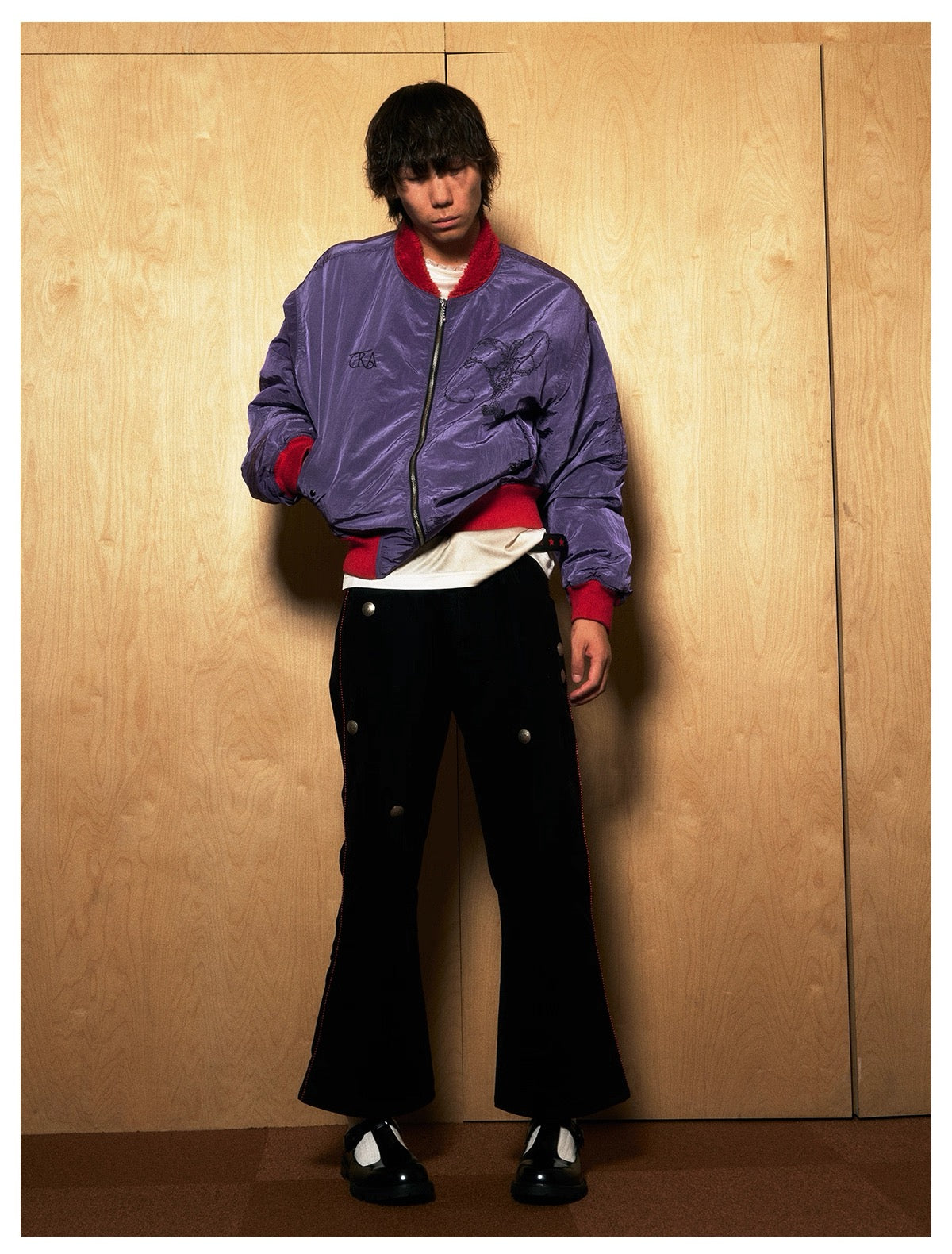 4Tra _ VIOLET EMBROIDERED SIGIL SATIN JACKET