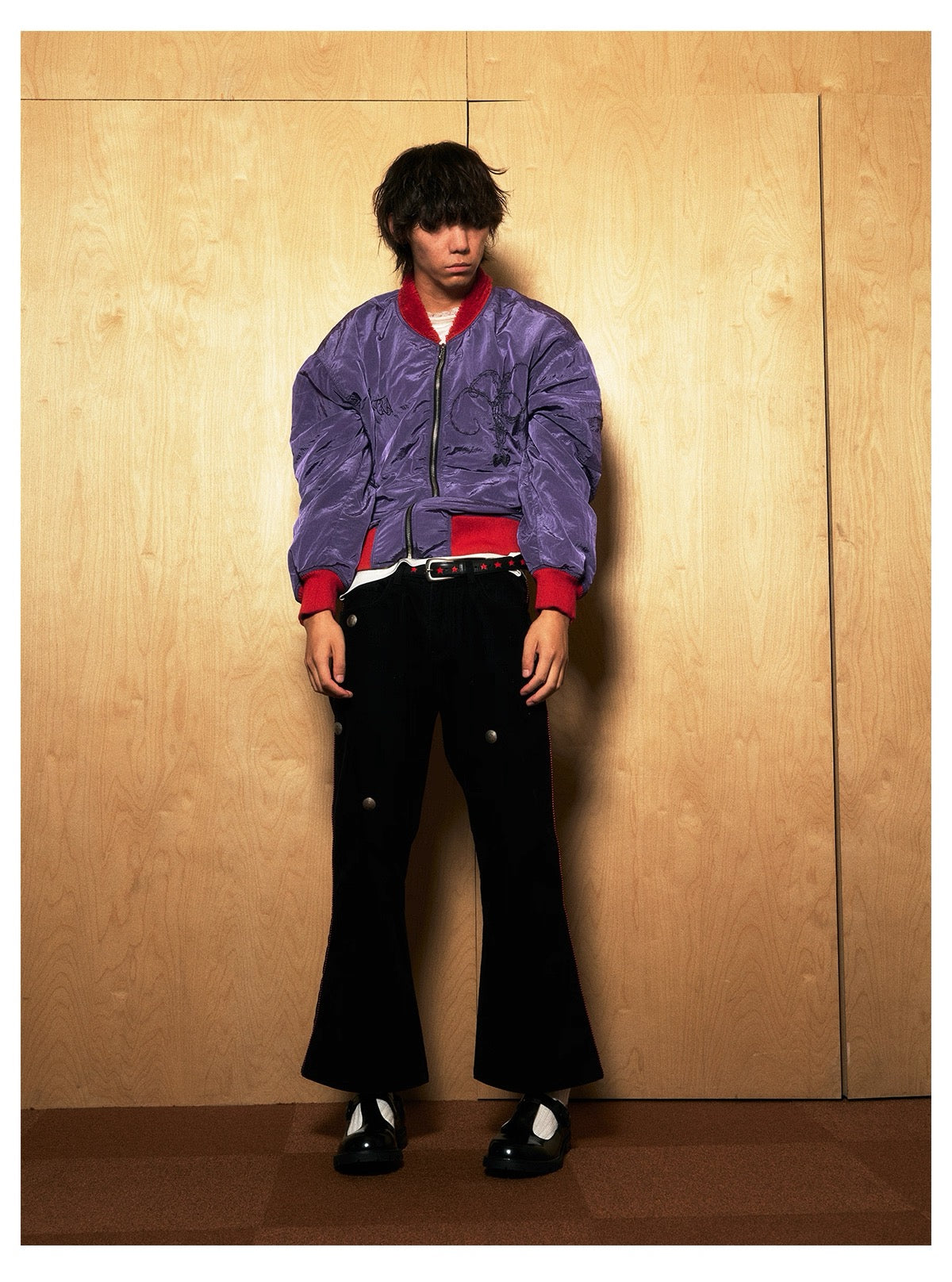 4Tra _ VIOLET EMBROIDERED SIGIL SATIN JACKET