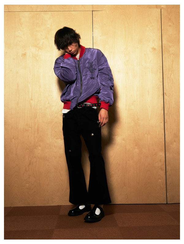 4Tra _ VIOLET EMBROIDERED SIGIL SATIN JACKET