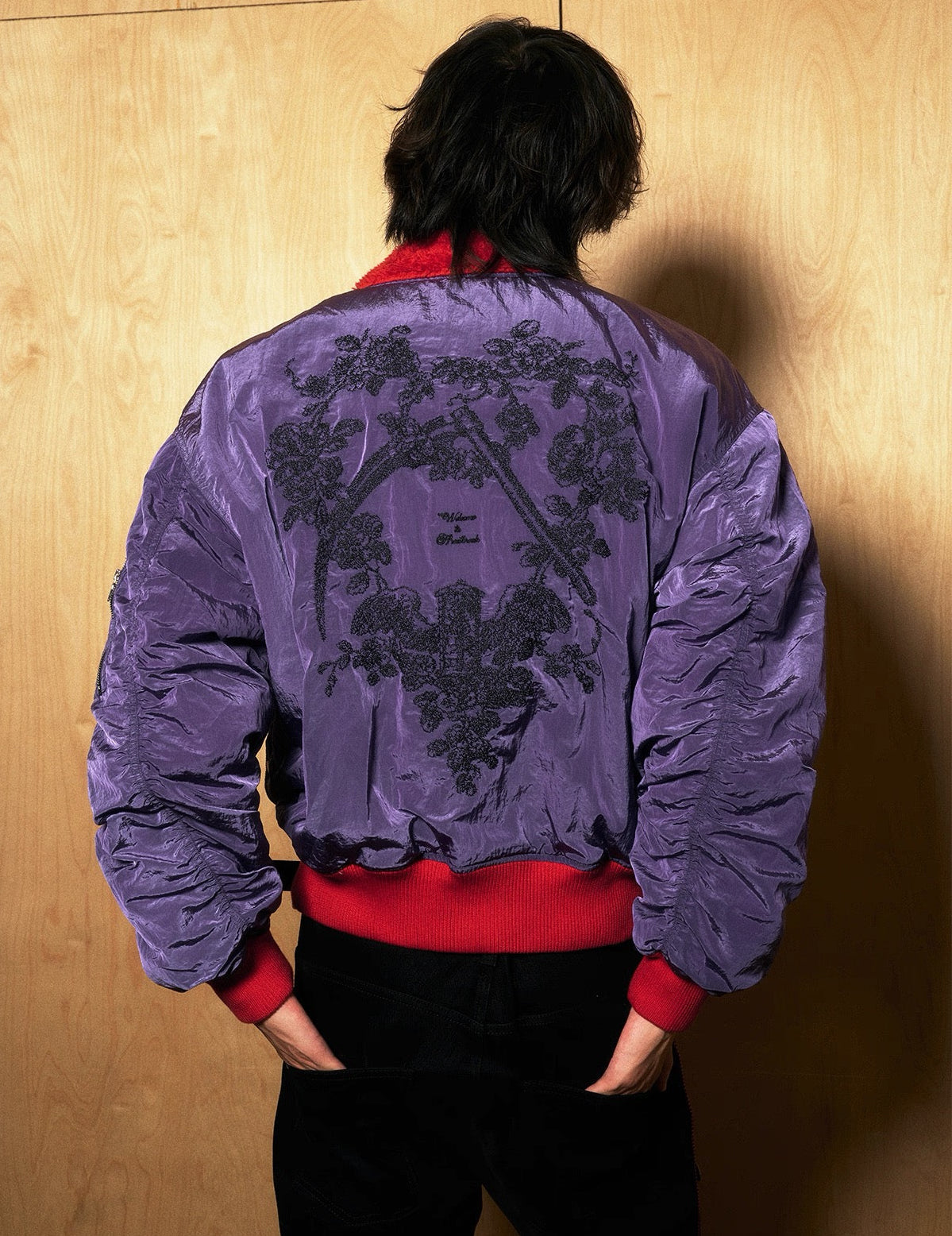 4Tra _ VIOLET EMBROIDERED SIGIL SATIN JACKET